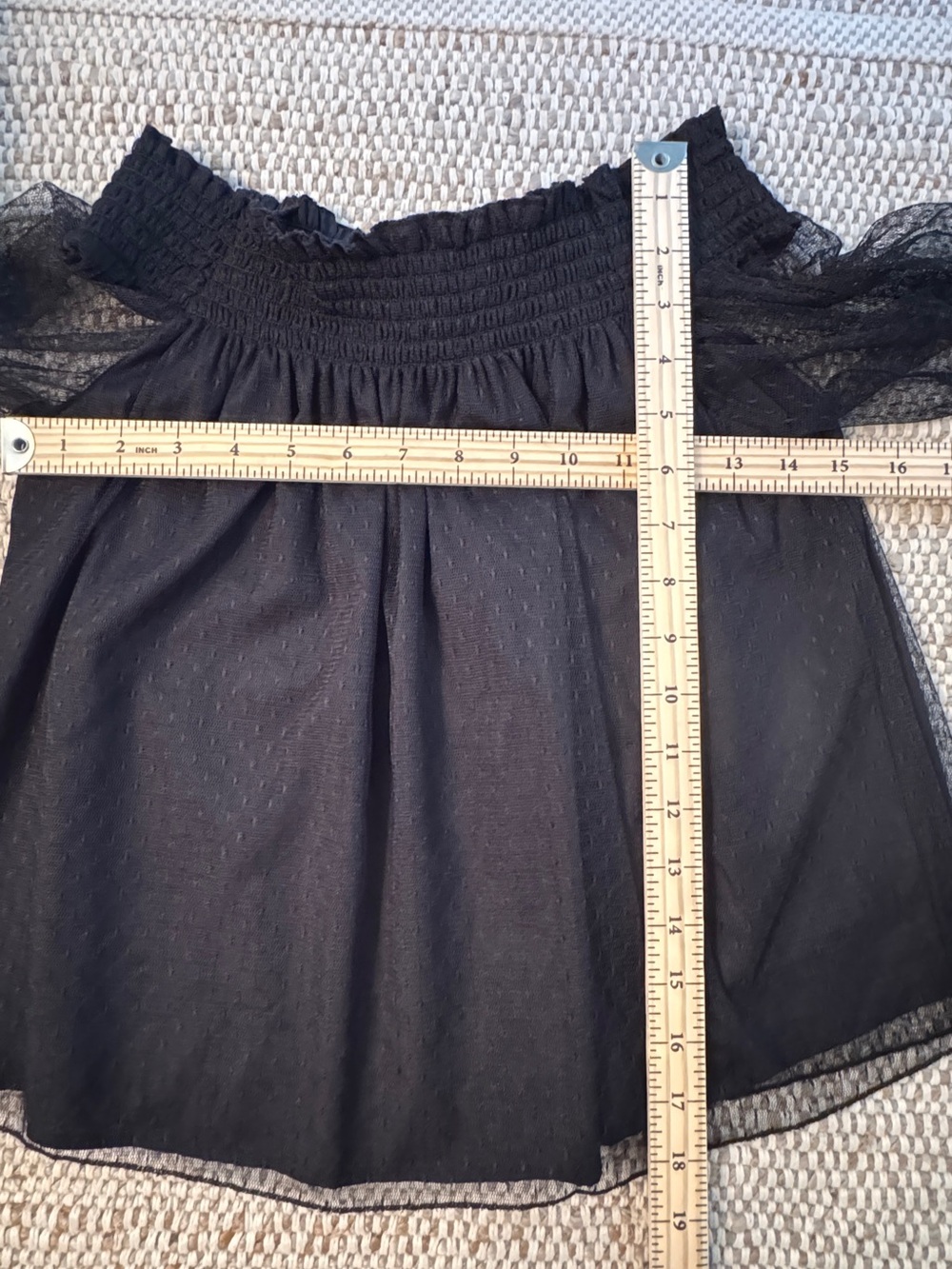 Zara Trafaluc S Black Swiss Dot Sheer Puff Sleeve Smocked Boho Blouse Cottage - Picture 4 of 7